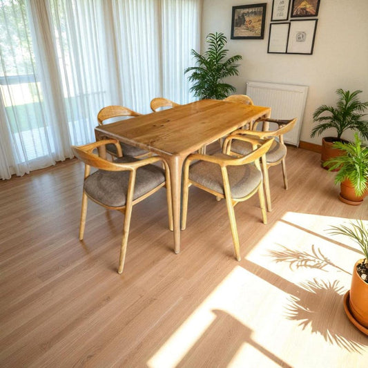 Natural Hardwood Dining Table; Walnut, Oak, or Chestnut; Fully Organic & Handmade; Ideal for Small Kitchens Cozy Dining Rooms