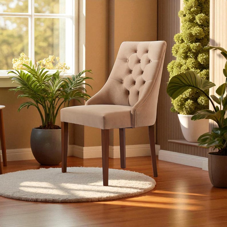 Rustic Solid Oak Dining Chair Handmade Wooden Seat Comfortable Kitchen Seating Durable Wood Furniture