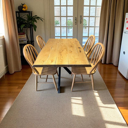 Wood Dining Table, Natural Oak Walnut Chestnut Farmhouse Modern Kitchen Table for Family Home, Small, Round, Oval, Long, Breakfast