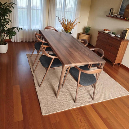 Handmade Solid Oak & Walnut Rustic Dining Table - Farmhouse Kitchen Furniture