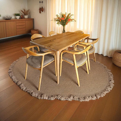 Handmade Solid Oak & Walnut Rustic Dining Table - Farmhouse Kitchen Furniture