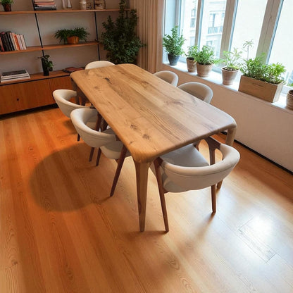 Handcrafted Solid Wood Dining Table – Rustic Live Edge Walnut, Oak & Chestnut, Modern Farmhouse Style, Durable Timeless Furniture"