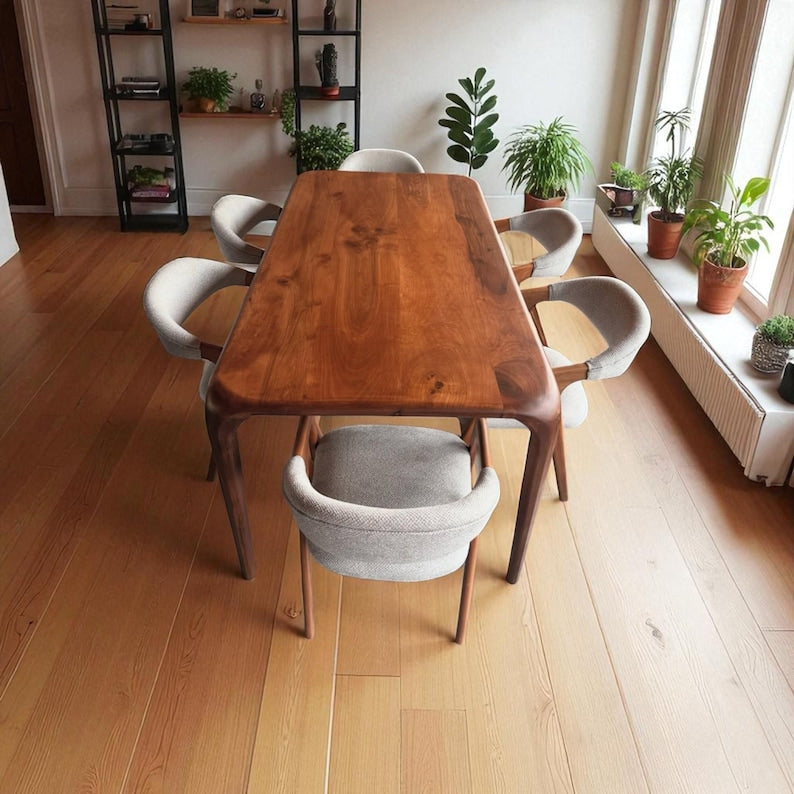 Handmade Solid Wood Dining Table: Oak, Walnut, Chestnut