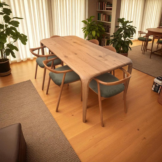 Handmade Solid Wood Dining Table: Oak, Walnut, Chestnut