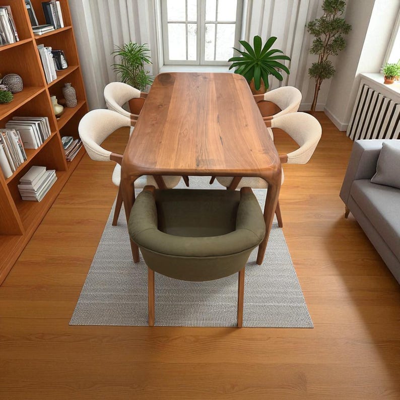 Handmade solid wood dining table | farmhouse, narrow, small kitchen, breakfast, restaurant, oak, walnut, chestnut