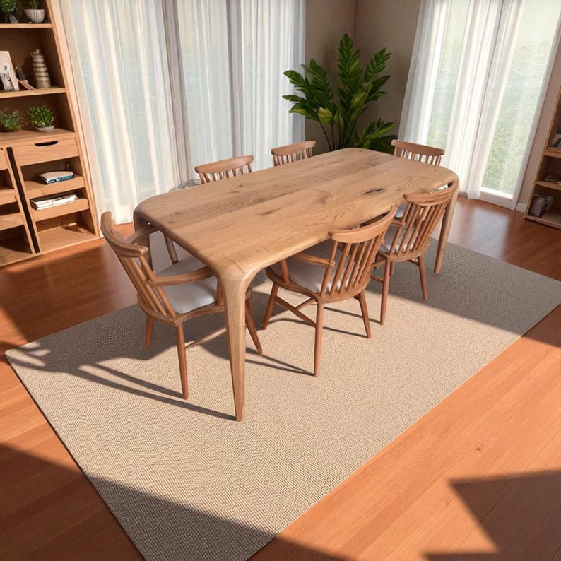 Rustic solid wood dining table | farmhouse oak, walnut & chestnut | natural finish, oval shape, small kitchen breakfast table