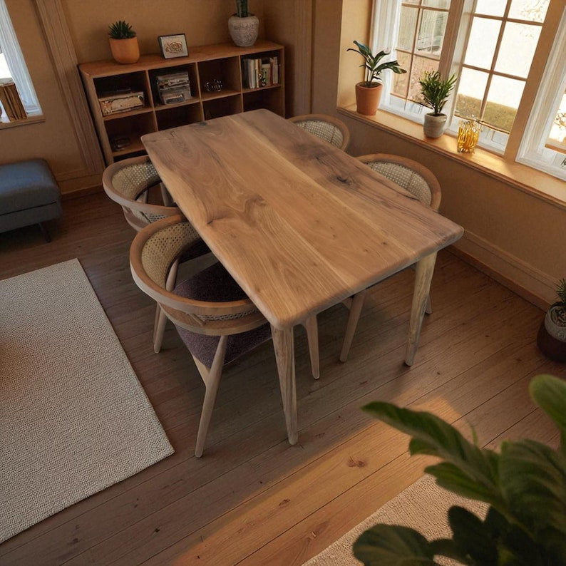 Handmade Solid Wood Dining Table: Oak, Walnut, or Chestnut