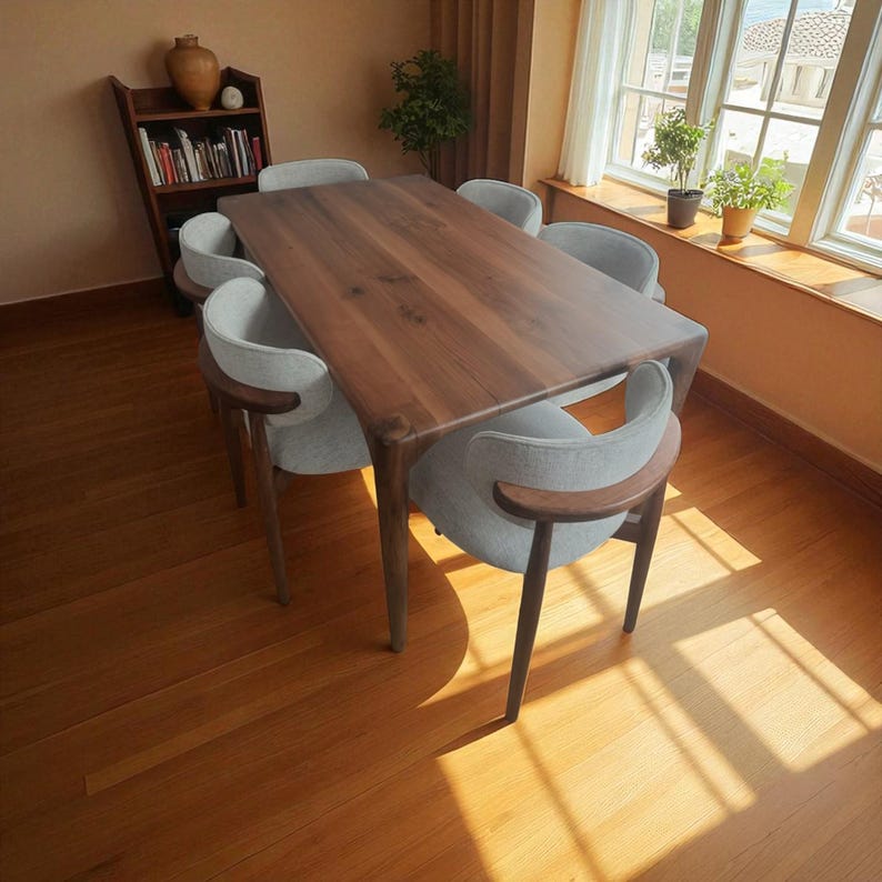 Handmade Solid Wood Dining Table: Oak, Walnut, or Chestnut