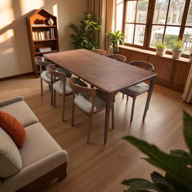 Handmade Solid Wood Dining Table: Oak, Walnut, or Chestnut