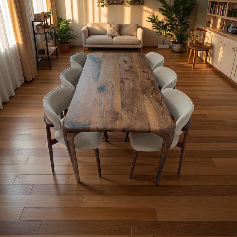Handmade Live Edge Dining Table – Solid Walnut, Oak Chestnut, Rustic Farmhouse & Modern Style, Durable Heirloom Wood Furniture