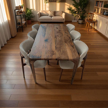 Handmade Live Edge Dining Table – Solid Walnut, Oak Chestnut, Rustic Farmhouse & Modern Style, Durable Heirloom Wood Furniture