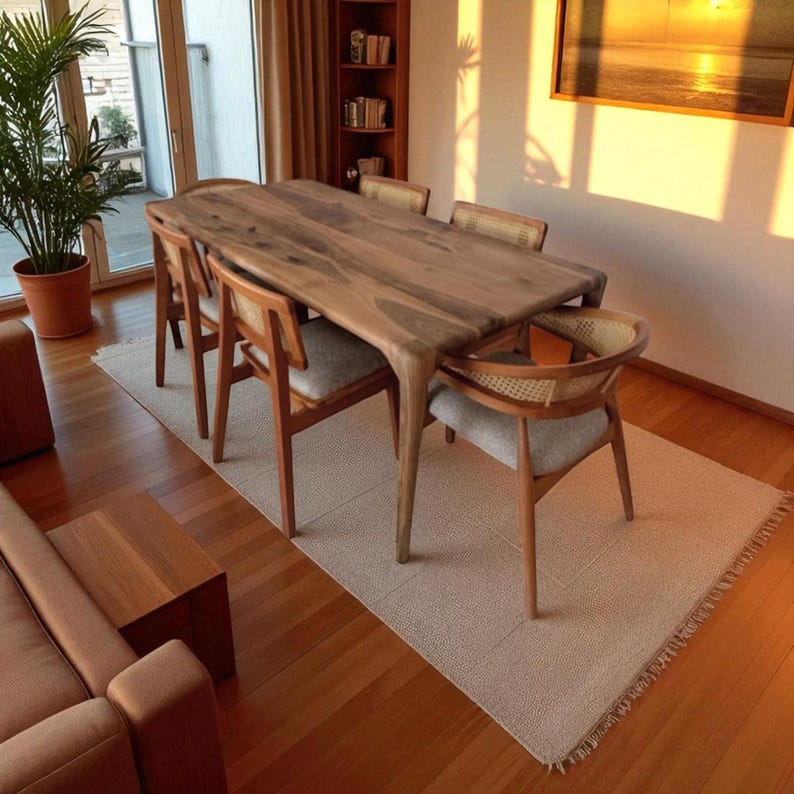 Handmade Live Edge Dining Table – Solid Walnut, Oak Chestnut, Rustic Farmhouse & Modern Style, Durable Heirloom Wood Furniture