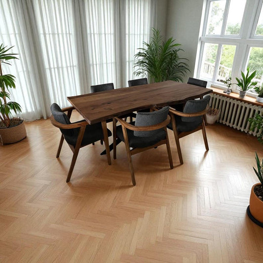 Dining Table | Modern Oak Walnut Chestnut Kitchen, Diner, Breakfast Sets | Handcrafted Long or Small Dining Room Table