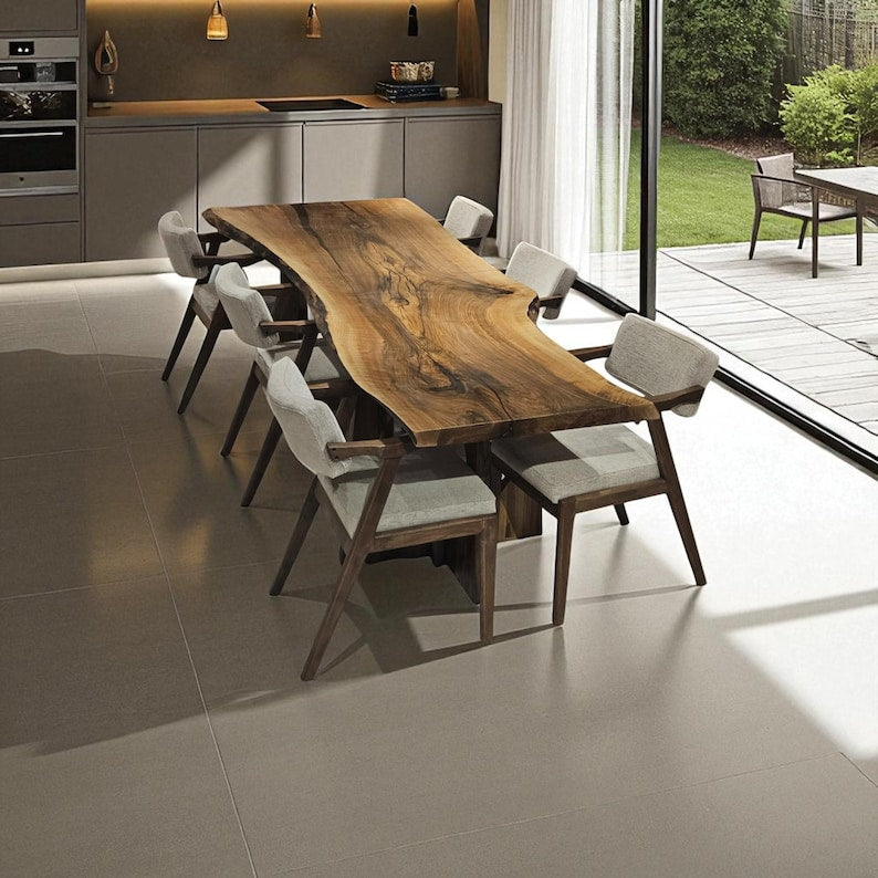 Modern Organic Dining Table; Solid Walnut, Oak, or Chestnut; Handcrafted Natural Wood; Durable, Stylish & Perfect for Any Kitchen