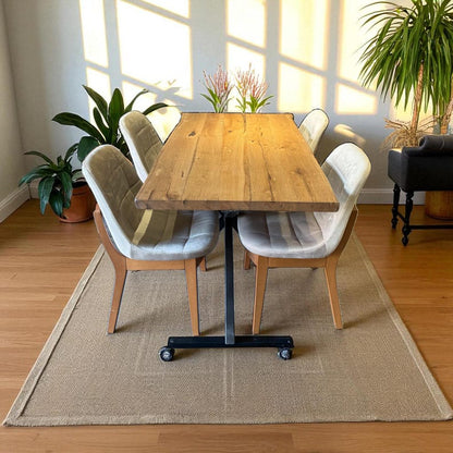 Rustic Handmade Dining Table, Solid Walnut, Oak, Chestnut, Live Edge Style, Durable and Elegant. Farmhouse & Modern Furniture.