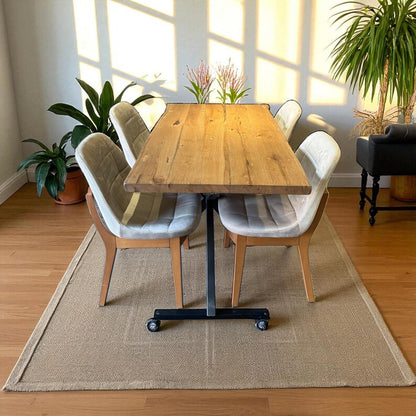 Wood Dining Table, Natural Oak Walnut Chestnut Farmhouse Modern Kitchen Table for Family Home, Small, Round, Oval, Long, Breakfast