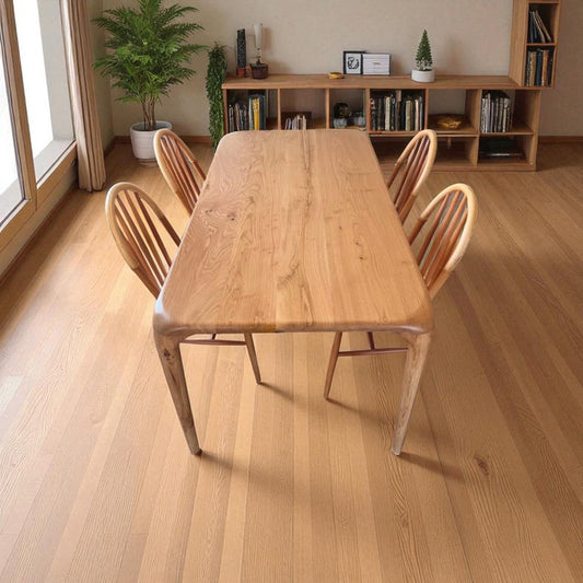 Solid Oak Walnut Chestnut Farmhouse Dining Table | Small Kitchen Breakfast Diner Table for 4-6 | Handcrafted Natural Hardwood Furniture