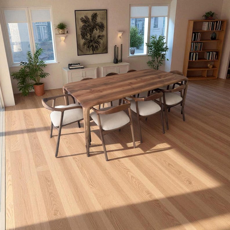Solid Oak Walnut Chestnut Farmhouse Dining Table | Small Kitchen Breakfast Diner Table for 4-6 | Handcrafted Natural Hardwood Furniture