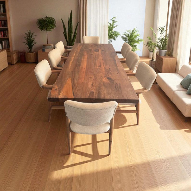 Handmade Solid Wood Dining Table: Oak, Walnut, Chestnut