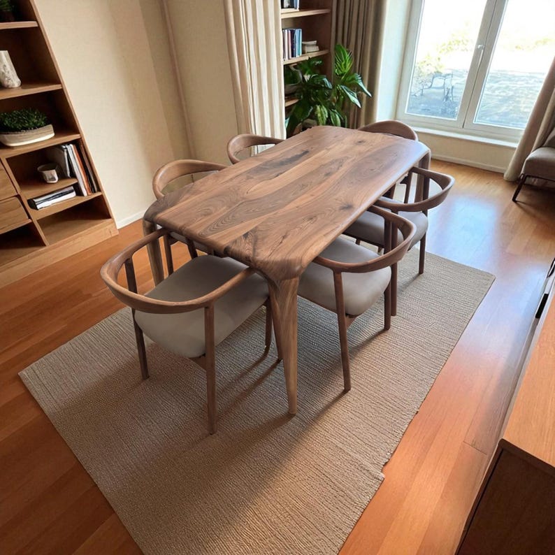 Handmade Solid Wood Dining Table: Oak, Walnut, Chestnut