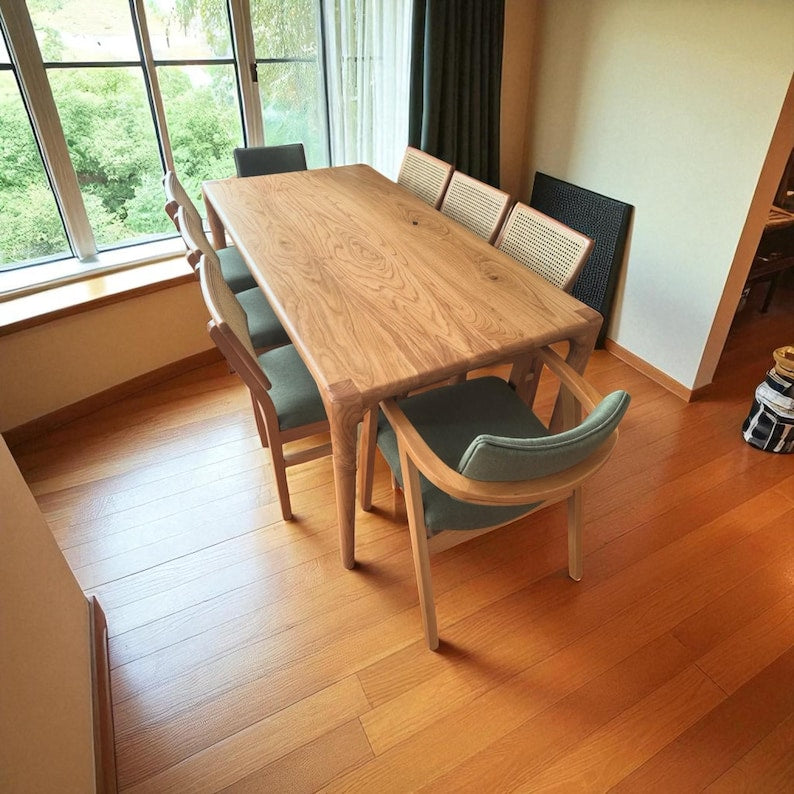 Modern wood dining table | handcrafted oak, walnut & chestnut | custom kitchen, breakfast, or dinner table for home or restaurant