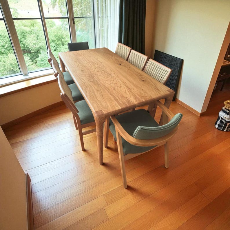 Handcrafted Solid Wood Dining Table: Rustic Oak, Walnut, Chestnut