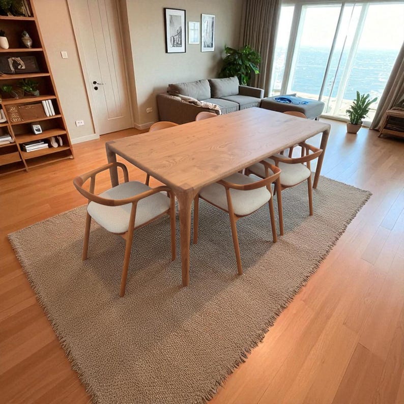 Rustic solid wood dining table | farmhouse oak, walnut & chestnut | natural finish, oval shape, small kitchen breakfast table