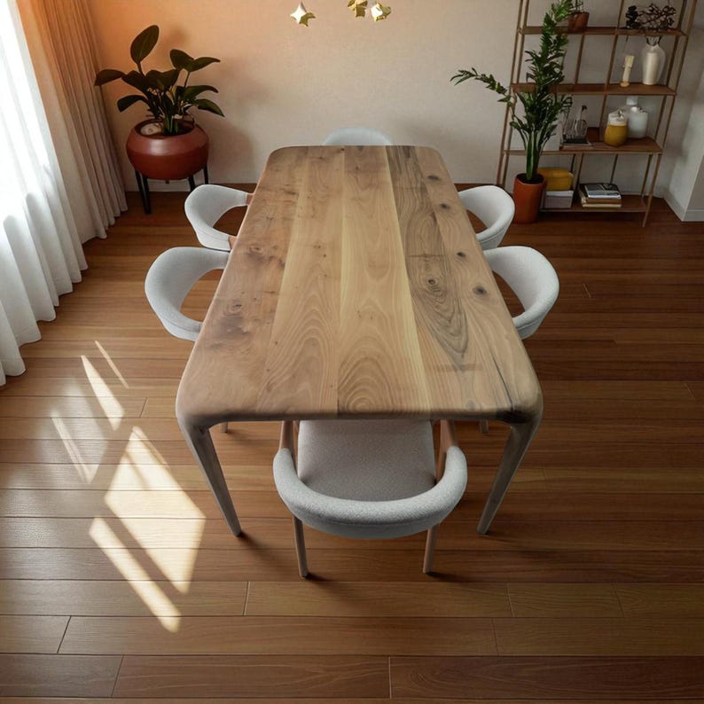 Handmade Solid Wood Dining Table: Oak, Walnut, or Chestnut