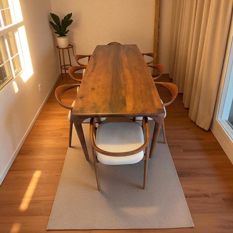 Solid wood dining table | natural hardwood, oak, walnut, chestnut | farmhouse, modern kitchen, breakfast, dinner