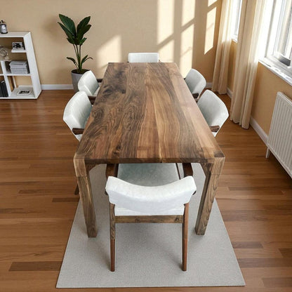 Solid wood dining table | natural hardwood, oak, walnut, chestnut | farmhouse, modern kitchen, breakfast, dinner