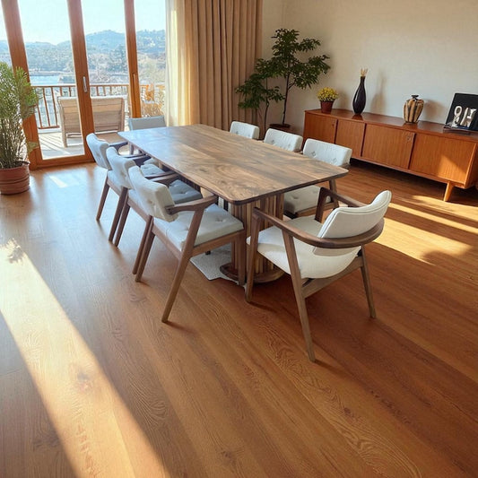 Solid wood dining table | natural hardwood, oak, walnut, chestnut | farmhouse, modern kitchen, breakfast, dinner