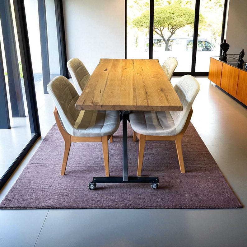 Rustic live edge dining table | Handmade solid walnut oak chestnut farmhouse and modern heirloom furniture for kitchen, dining room, office