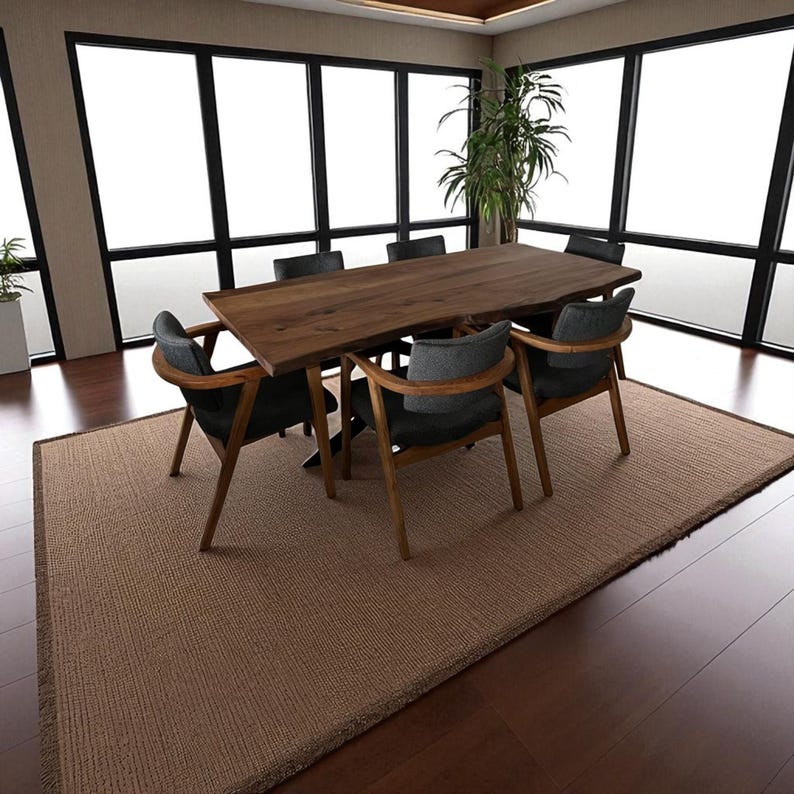Rustic live edge dining table | Handmade solid walnut oak chestnut farmhouse and modern heirloom furniture for kitchen, dining room, office