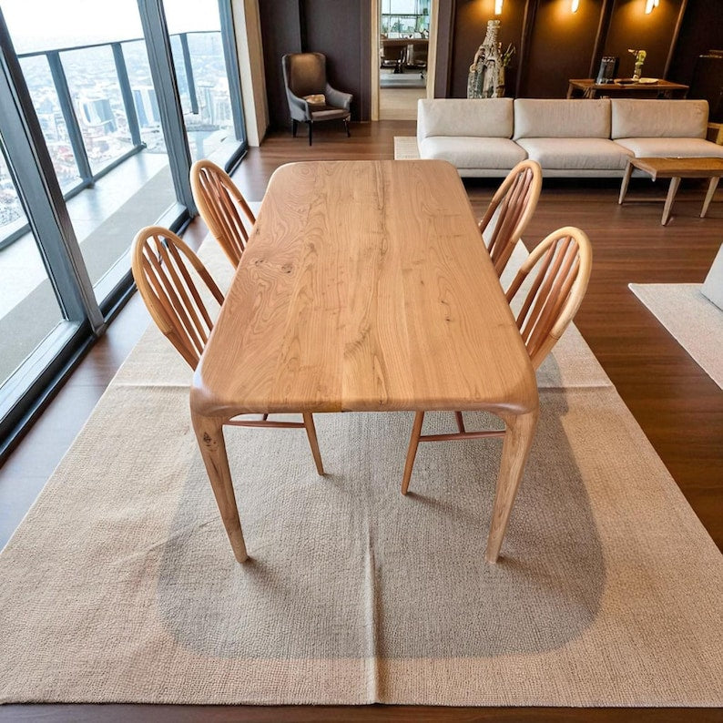 Rustic Handmade Solid Wood Dining Table – Live Edge Walnut, Oak, Chestnut, Timeless Farmhouse & Modern Design, Durable Furniture