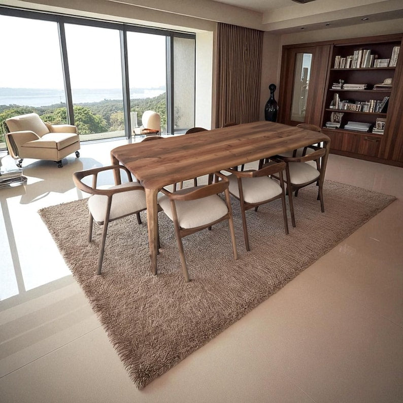 Rustic Handmade Solid Wood Dining Table – Live Edge Walnut, Oak, Chestnut, Timeless Farmhouse & Modern Design, Durable Furniture