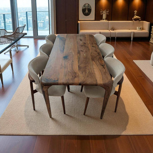 Handmade Live Edge Dining Table – Solid Solid Walnut, Oak Chestnut, Rustic Farmhouse & Modern Style, Live Edge Durable Wood Furniture