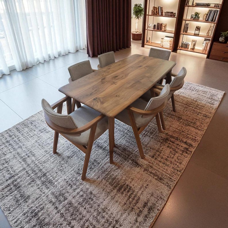 Handmade Live Edge Dining Table – Solid Solid Walnut, Oak Chestnut, Rustic Farmhouse & Modern Style, Live Edge Durable Wood Furniture