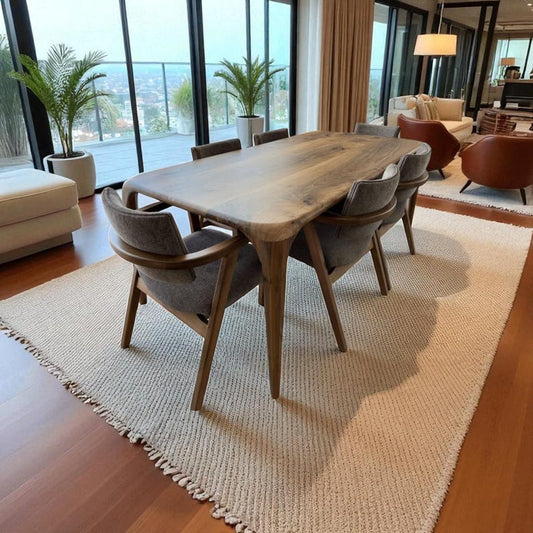 Rustic Live Edge Dining Table – Handmade Solid Walnut, Oak Chestnut, Farmhouse, Modern Style