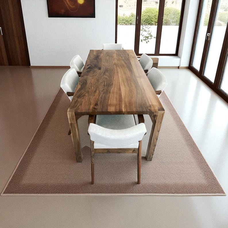 Rustic Live Edge Dining Table – Handmade Solid Walnut, Oak Chestnut, Farmhouse, Modern Style