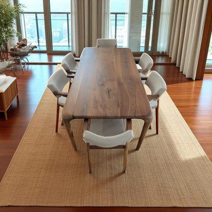 Rustic Live Edge Dining Table – Handmade Solid Walnut, Oak Chestnut, Farmhouse, Modern Style