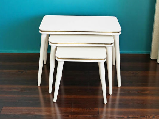 Wood Veneer Nesting Side Tables: Modern Zigon Set, Living Room Decor