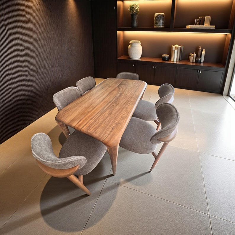Handmade Solid Oak & Walnut Dining Table | Farmhouse Kitchen Furniture, Modern Wood Dining Table, Natural Hardwood, Small Oval