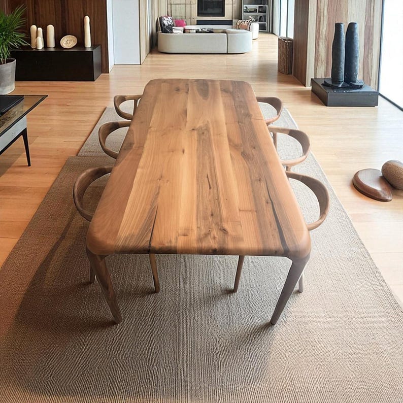 Solid Walnut Oak Chestnut Dining Table | Rustic Farmhouse & Modern Style Wood Furniture