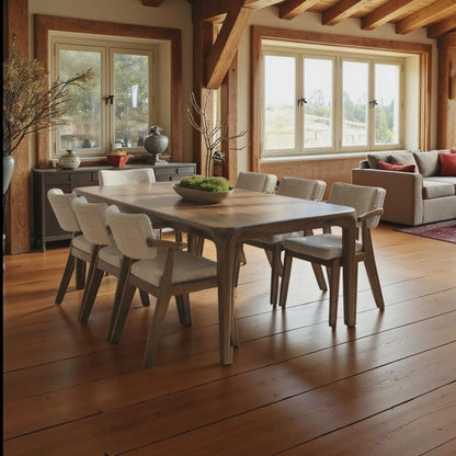 Handmade Solid Oak & Walnut Rustic Dining Table - Farmhouse Kitchen Furniture