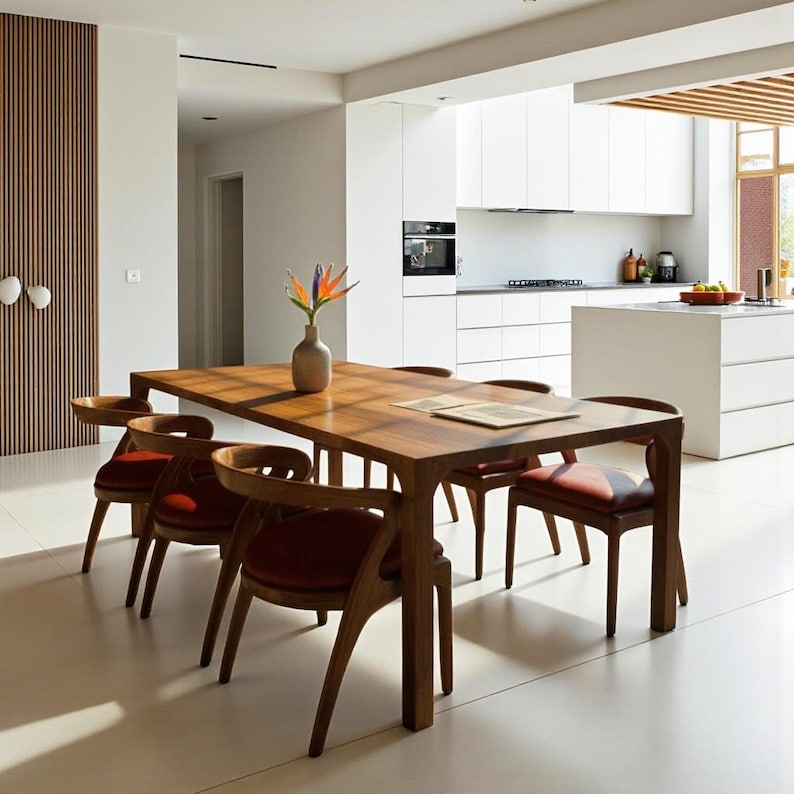 Rustic Handmade Dining Table | Solid Walnut Oak Chestnut Live Edge Style | Farmhouse Modern Kitchen and Dining Room Furniture