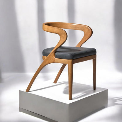 Handmade solid oak dining chair | Sustainable wooden chair with grey cushion for kitchen, living room, cafe, office | Eco-friendly furniture