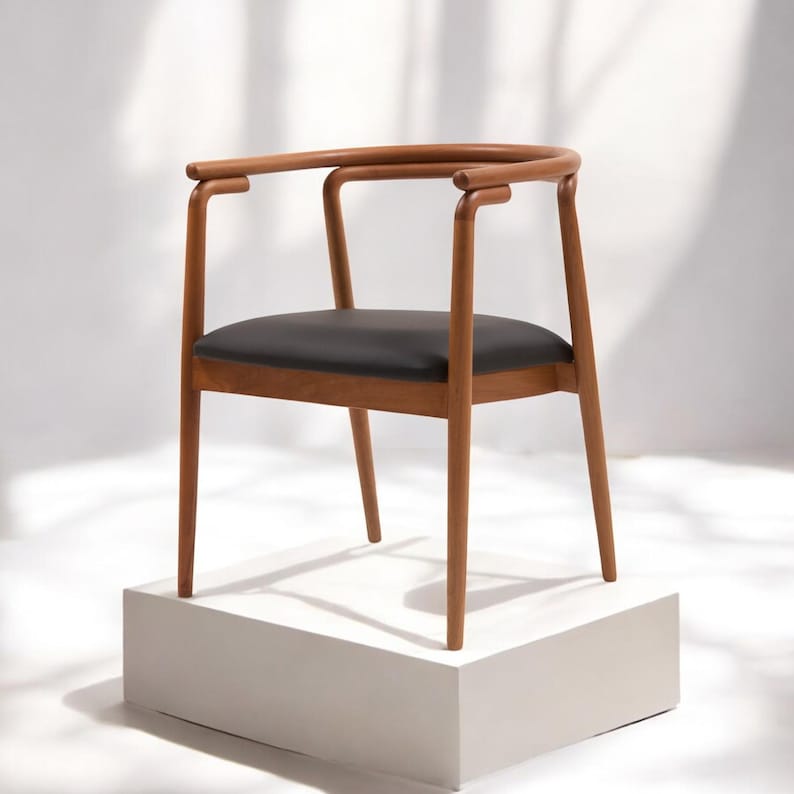 Handcrafted Solid Wood Dining Chair | Sustainable Seating | Modern Wooden Armchair for Kitchen, Restaurant, Lounge, and Office Decor