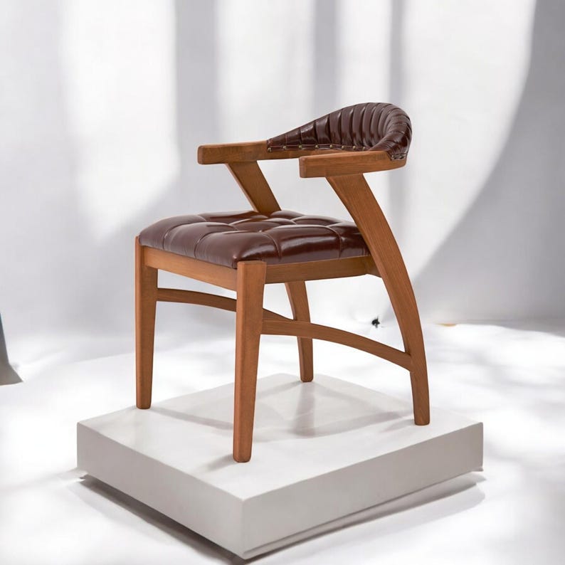 Handmade Solid Wood Dining Chair – Natural Oak/Walnut Finish, Ergonomic Stylish Design, Perfect for Modern & Cozy Home Interiors