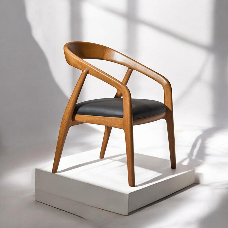 Solid Wood Dining Chair – Organic Walnut, Oak, or Chestnut, Handcrafted Elegant Seating, Perfect for Kitchen & Dining Rooms