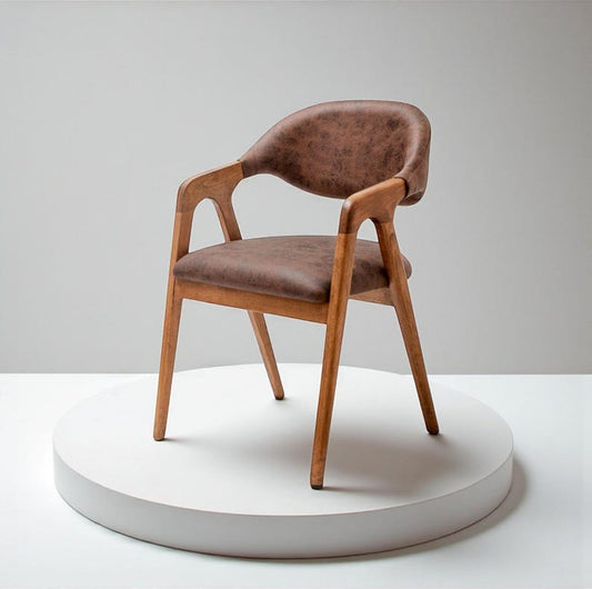 Handmade Solid Wood Dining Chair | Natural Oak/Walnut Finish | Ergonomic Stylish Design for Modern Kitchen & Cozy Home Interiors